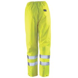 Tough Grit  Hi-Vis Waterproof Trousers Elasticated Waist Yellow / Navy Small 36" W 30" L