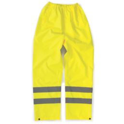 Tough Grit  Hi-Vis Waterproof Trousers Elasticated Waist Yellow / Navy Small 36" W 30" L
