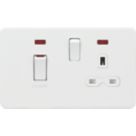 Knightsbridge  45A 2-Gang DP Cooker Switch & 13A DP Switched Socket Matt White with LED with White Inserts
