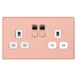 Arlec  13A 2-Gang SP Switched Socket Rose Gold  with White Inserts