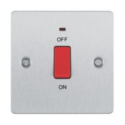 LAP  45A 1-Gang DP Cooker Switch Brushed Stainless Steel with LED