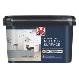 V33 2Ltr Pebble Grey Satin Acrylic Multi Surface Paint