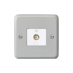 MK Contoura 1-Gang Coaxial TV / FM Socket Grey with White Inserts