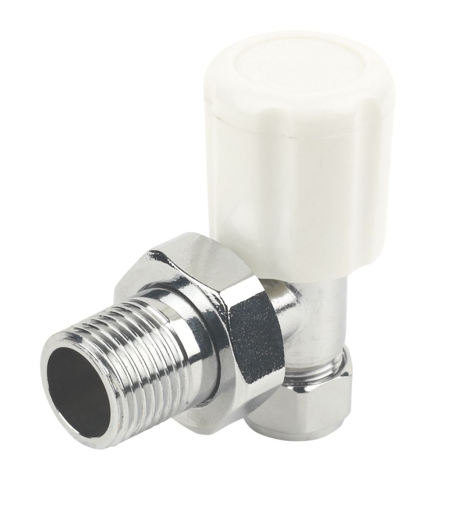 Verona Chrome Angled Manual Radiator Valves 15mm x 1/2 2 Pack - Screwfix