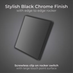 British General Evolve 20A 16AX 1-Gang Intermediate Light Switch Black Chrome