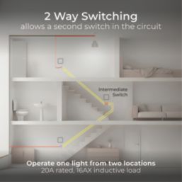 British General Evolve 20A 16AX 1-Gang Intermediate Light Switch Black Chrome