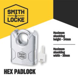 Smith & Locke  Steel  Water-Resistant Closed Shackle  Padlock 70mm