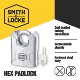 Smith & Locke  Steel  Water-Resistant Closed Shackle  Padlock 70mm