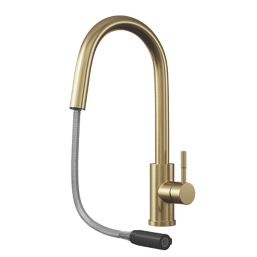 ETAL Velia  Concealed Pull-Out Kitchen Mixer Tap Brushed Brass
