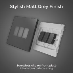 British General Evolve 20 A  16AX 3-Gang 2-Way Light Switch  Grey with Black Inserts