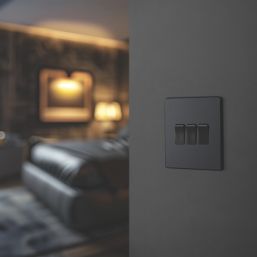 British General Evolve 20 A  16AX 3-Gang 2-Way Light Switch  Grey with Black Inserts