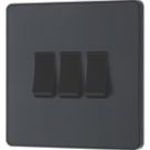 British General Evolve 20 A  16AX 3-Gang 2-Way Light Switch  Grey with Black Inserts