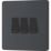 British General Evolve 20 A  16AX 3-Gang 2-Way Light Switch  Grey with Black Inserts