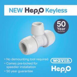 Hep2O  Plastic Push-Fit Reducing Keyless Tee 22mm x 22mm x 15mm 5 Pack