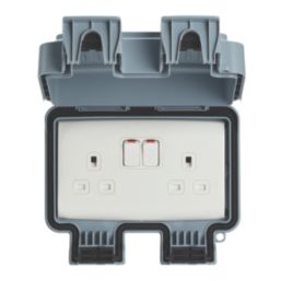 Contactum  IP66 13A 2-Gang 2-Pole Weatherproof Outdoor Switched Socket Outlet