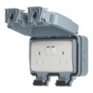 Contactum  IP66 13A 2-Gang 2-Pole Weatherproof Outdoor Switched Socket Outlet