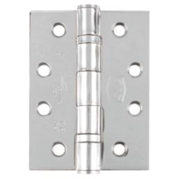 Smith & Locke  Polished Chrome Grade 13 Fire Rated Square Ball Bearing Hinges 102mm x 76mm 2 Pack