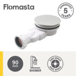 Flomasta  Space Saving Shower Waste White 90mm