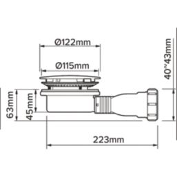 Flomasta  Space Saving Shower Waste White 90mm