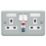 MK  13A 2-Gang DP Switched Metal Clad Active Plug Socket with White Inserts