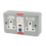 MK  13A 2-Gang DP Switched Metal Clad Active Plug Socket with White Inserts