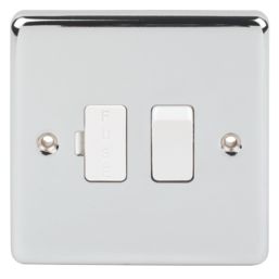 LAP  13A Switched Fused Spur  Polished Chrome with White Inserts