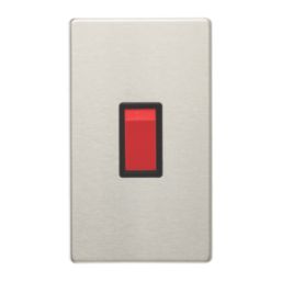 Contactum Lyric 45A 1-Gang DP Control Switch Brushed Steel  with Black Inserts