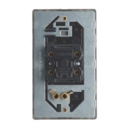 Contactum Lyric 45A 1-Gang DP Control Switch Brushed Steel  with Black Inserts