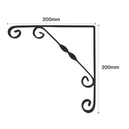 Essentials Ornamental Scroll Shelf Brackets Black 200mm x 200mm 10 Pack