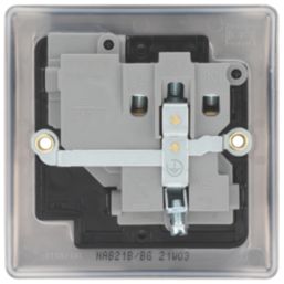 British General Nexus Metal 13A 1-Gang DP Switched Plug Socket Antique Brass  with Black Inserts
