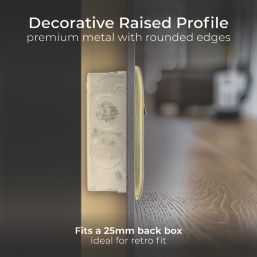 British General Nexus Metal 13A 1-Gang DP Switched Plug Socket Antique Brass  with Black Inserts