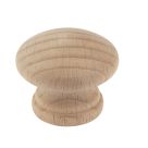 Essentials  Traditional Cabinet Door Knobs Plain Beech 30mm 2 Pack