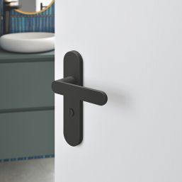 Cooke & Lewis Maugan WC Lever on Backplate Door Handles Pair Matt Black