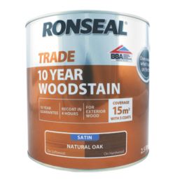 Ronseal 2.5Ltr Natural Oak Satin Water-Based Exterior Wood Stain