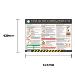 Essentials "First Aid Construction Sites" PVC Safety Poster 420mm x 594mm