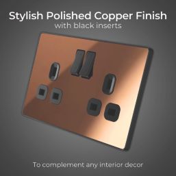 British General Evolve 13A 2-Gang SP Switched Socket Copper  with Black Inserts