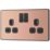 British General Evolve 13A 2-Gang SP Switched Socket Copper  with Black Inserts