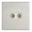 Contactum Lyric 2-Gang Female Coaxial TV Socket Brushed Steel with White Inserts