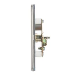 Contactum Lyric 2-Gang Female Coaxial TV Socket Brushed Steel with White Inserts