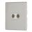 Contactum Lyric 2-Gang Female Coaxial TV Socket Brushed Steel with White Inserts