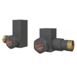ETAL Swelt 15mm x 1/2" Anthracite Corner Designer Manual Radiator Valve Head & Body  2 Pack