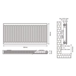 Flomasta 600mm x 1200mm 3893BTU White Type 11 Convector Radiator