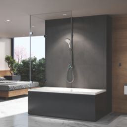 Aqualisa Optic Q HP/Combi Ceiling-Fed Chrome Thermostatic Dual Outlet Exposed Smart Shower with Adjustable Head & Bath Overflow Filler