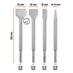 Einhell  SDS Plus Shank Chisel Bit Set 4 Pieces