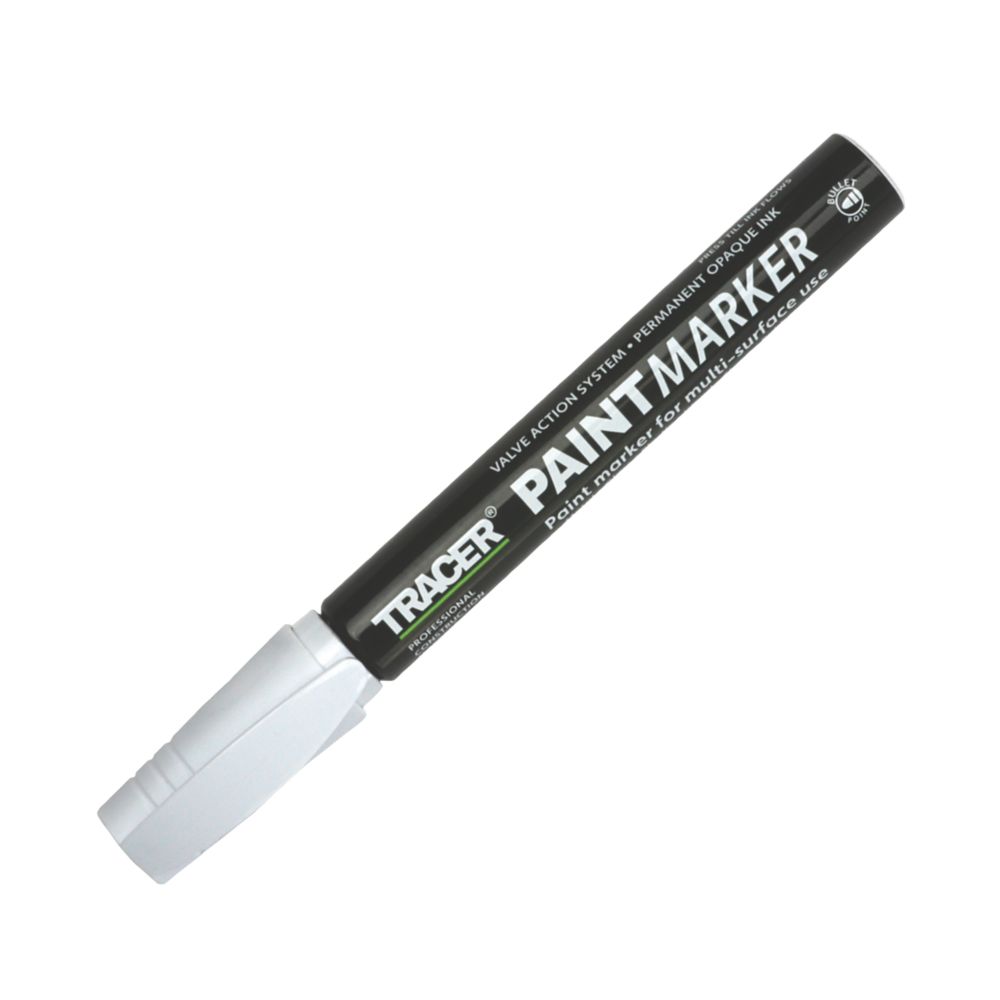 TRACER Thick Tip White Permanent Marker Screwfix