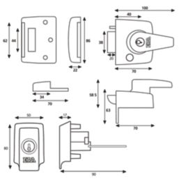 ERA 1830-37-1  Double Locking Night Latch Polished Chrome 40mm Backset