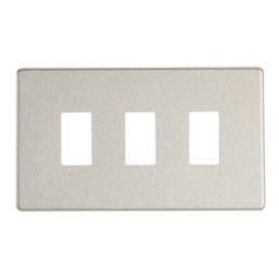 Contactum Lyric 3-Module Grid Faceplate Brushed Steel