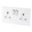 Varilight  13AX 2-Gang DP Switched Plug Socket Ice White  with White Inserts