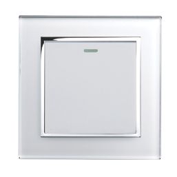 Retrotouch Crystal 10A 1-Gang 2-Way Light Switch  White Glass