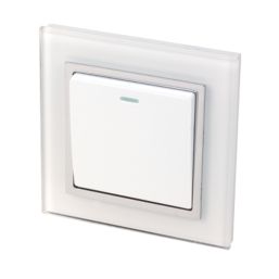 Retrotouch Crystal 10A 1-Gang 2-Way Light Switch  White Glass